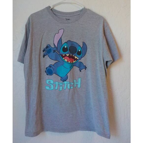 Disney Lilo & Stitch Gray Top T-shirt Graphic Tee Women Large Short Sleeve Movie - Picture 5 of 5